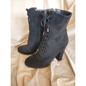 Carlos Santana Boots Black Suede Lace Up Boots Womens Sz 8
